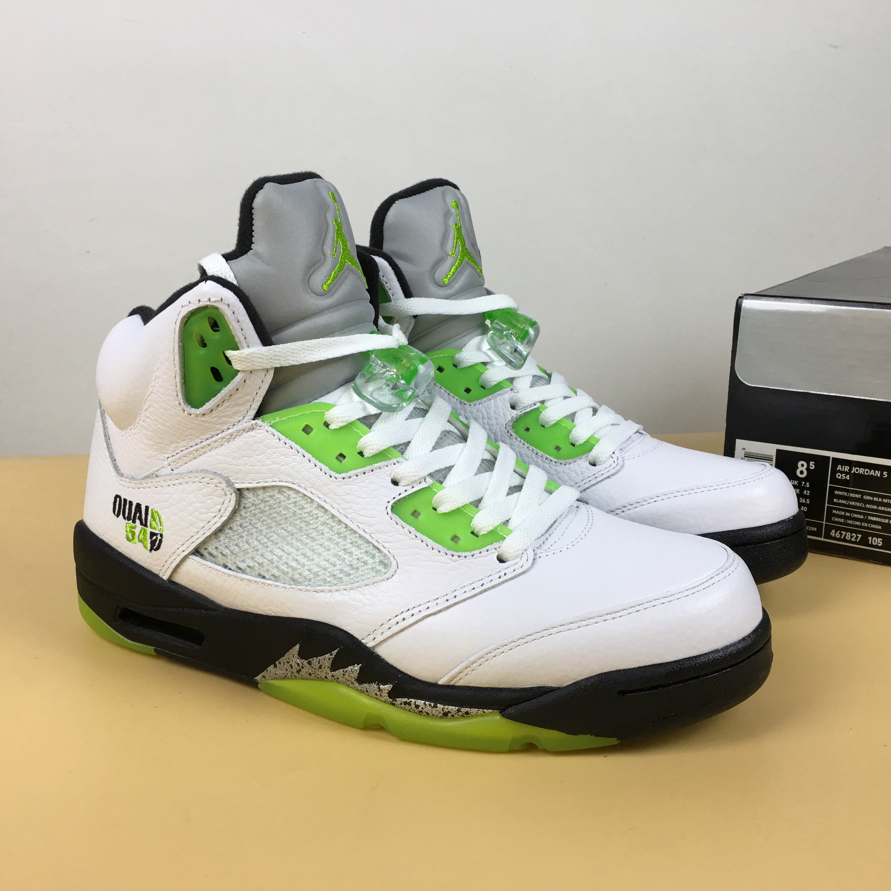 Air Jordan 5 Quai54 White Green Black Shoes